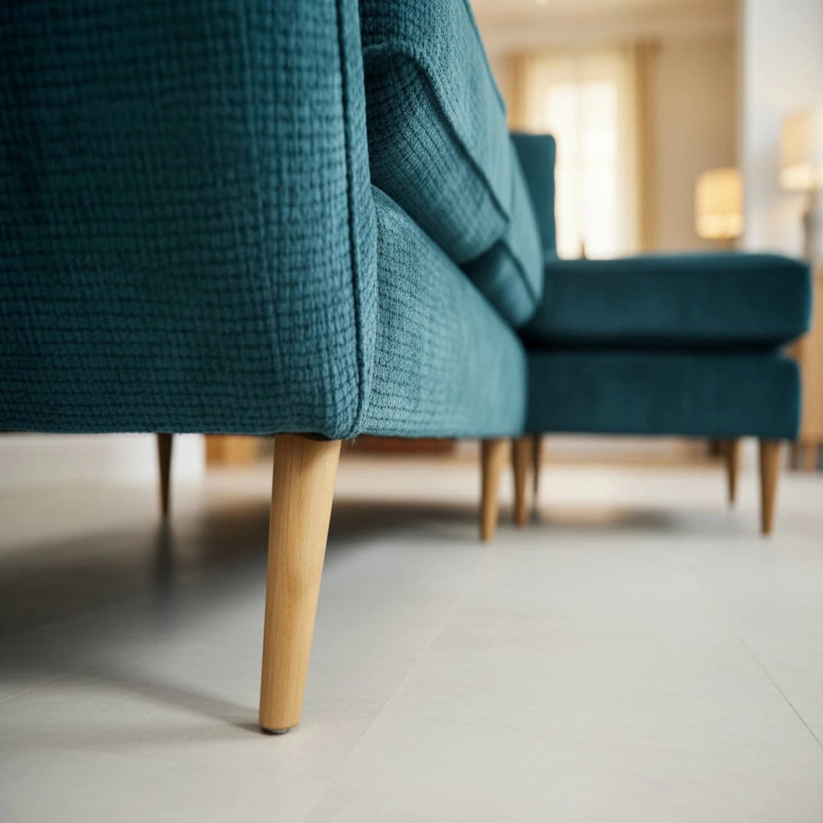Scandinavian style angled wooden feet in oak finish.