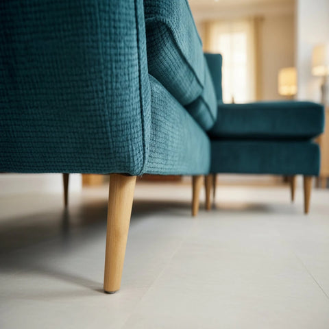 Scandinavian style angled wooden feet in oak finish.