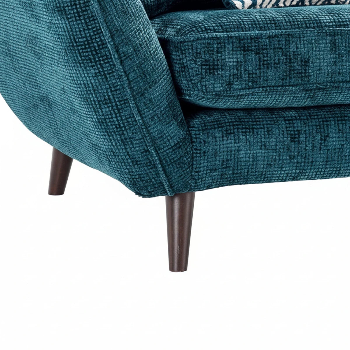 Sturdy wooden legs adding warmth to contemporary sofa design.