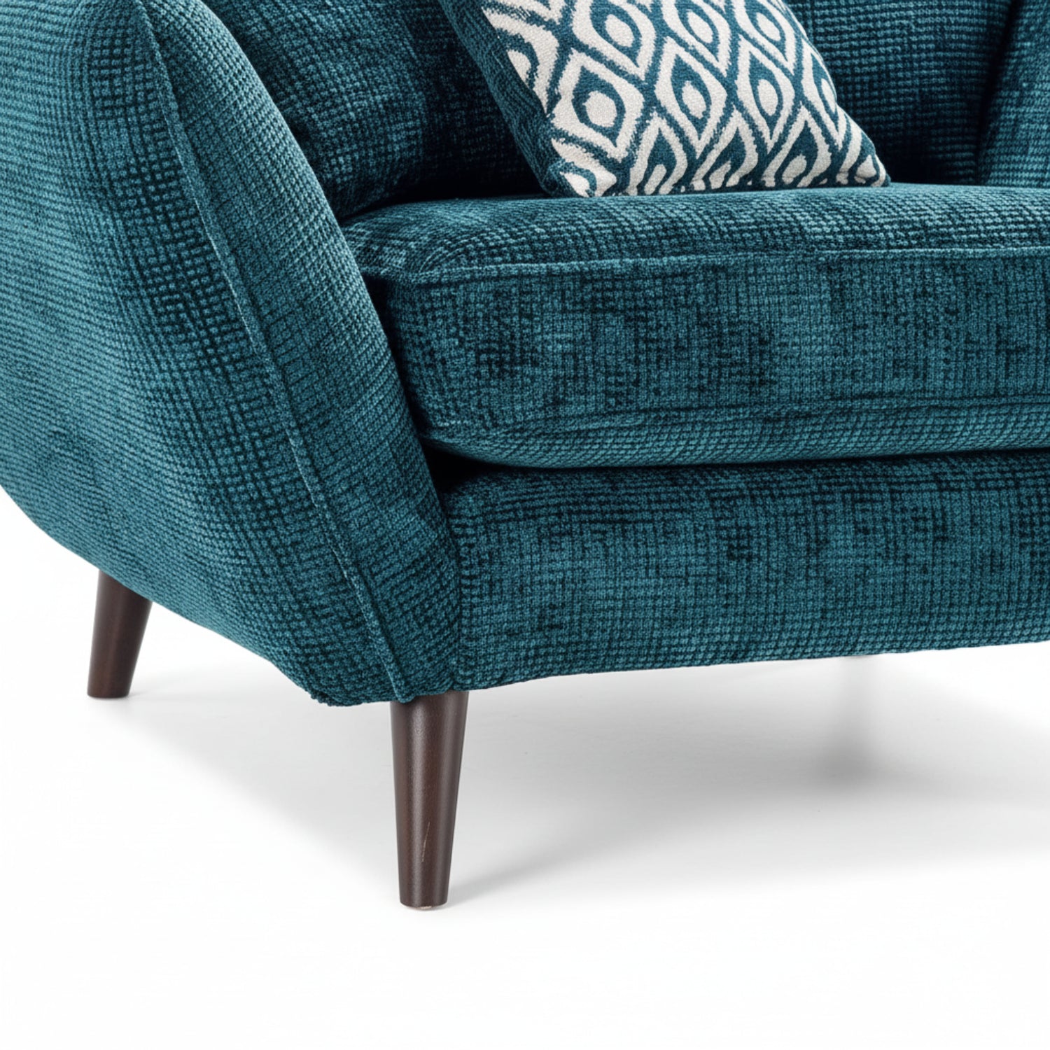 Modern tapered wooden sofa legs with natural wood grain.