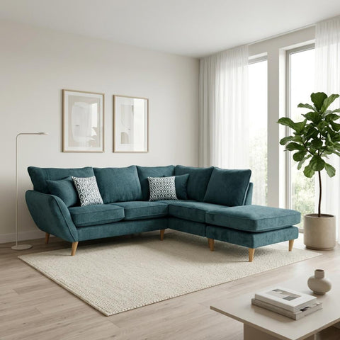 Comfortable fabric armless chaise with plush cushions and clean lines.