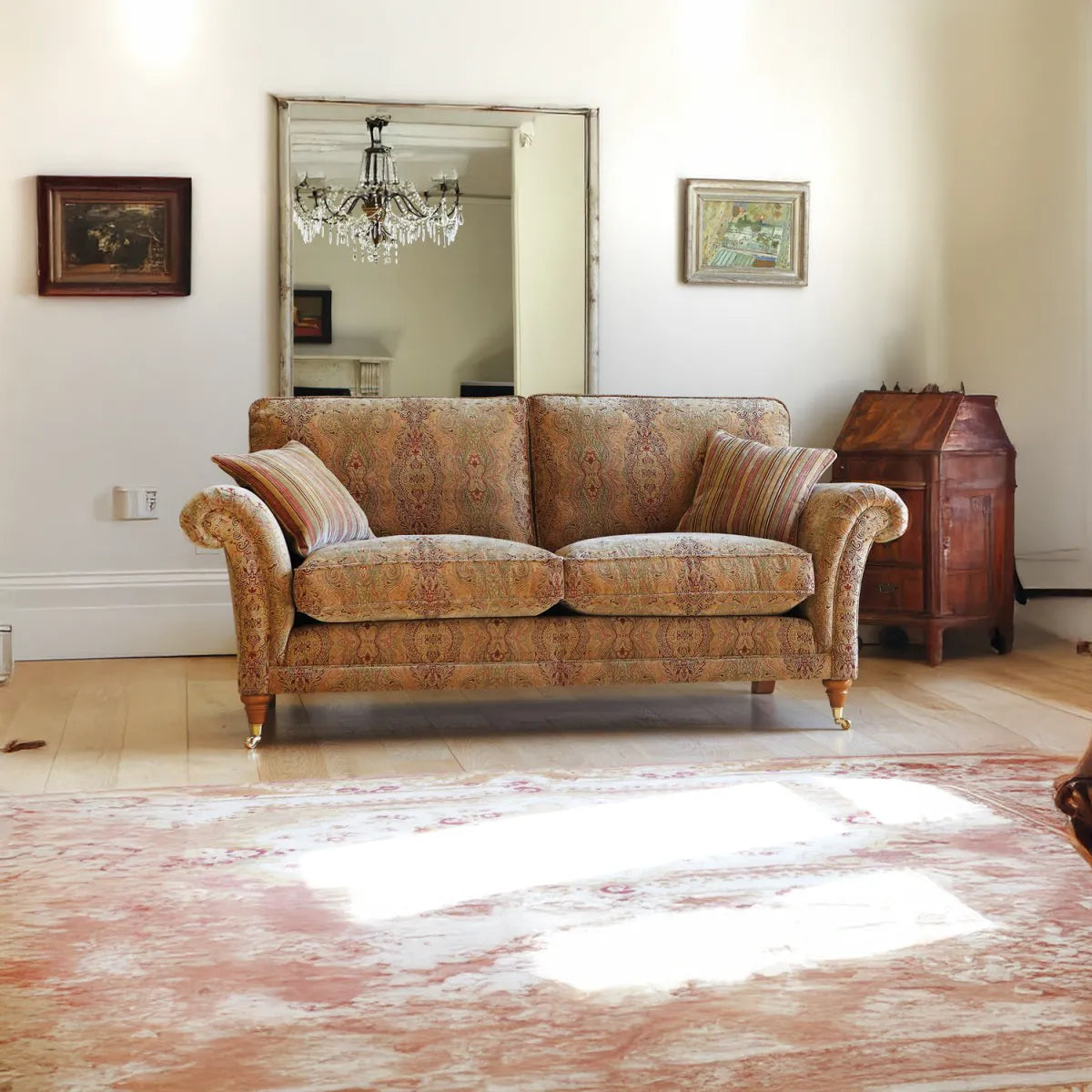 Burghley Large 2 Seater Fabric Sofa, also available in Corner, 4 and 3 Seater Sofa and Armchair. Choose from a variety of colours and fabrics - Lifestyle Image