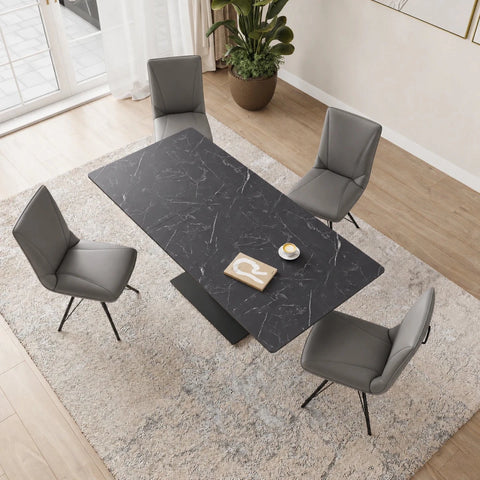 Pavoni Black Ceramic Extending Dining Table with Fara Swivel Chairs