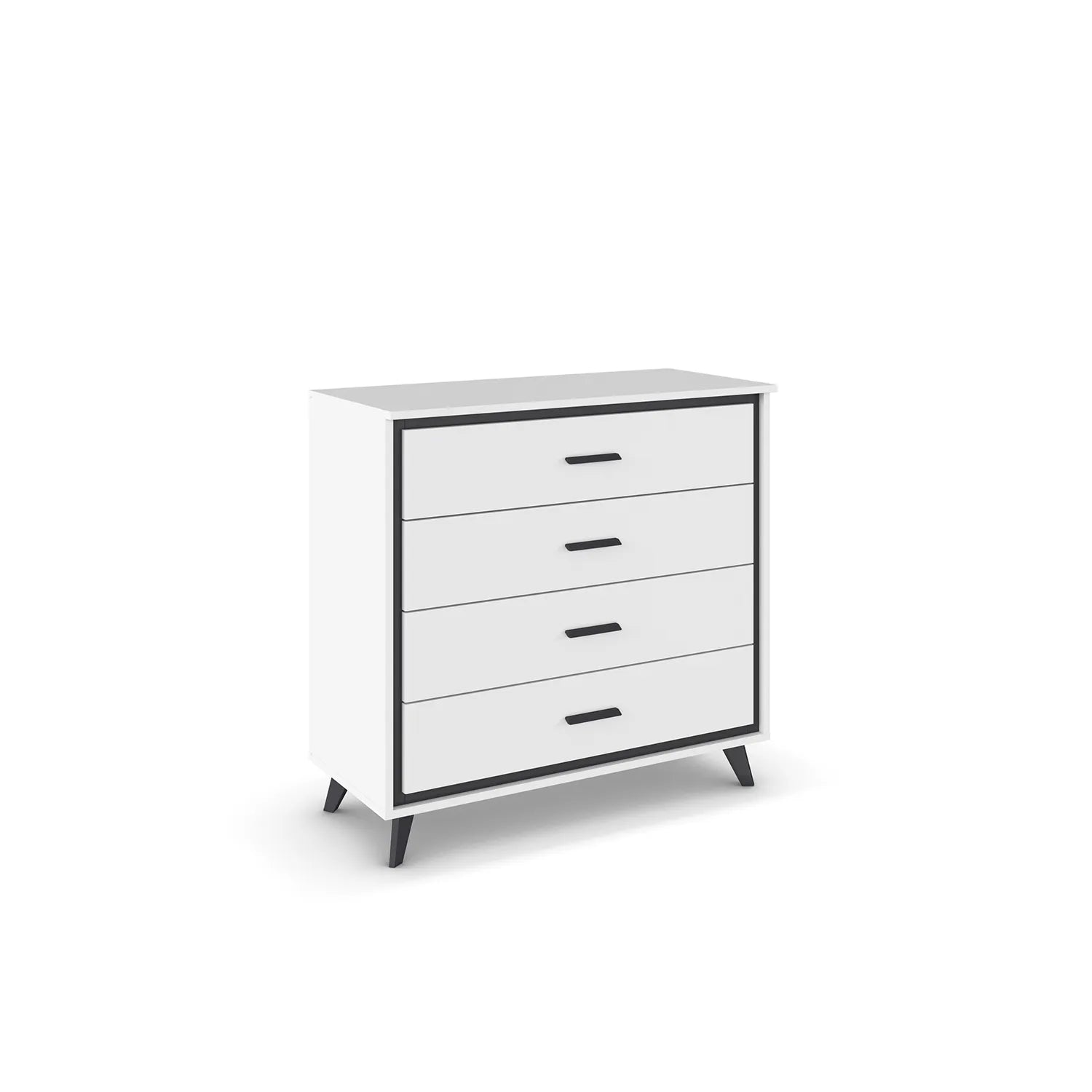 Zolo White 4 Drawer Chest - Angled View