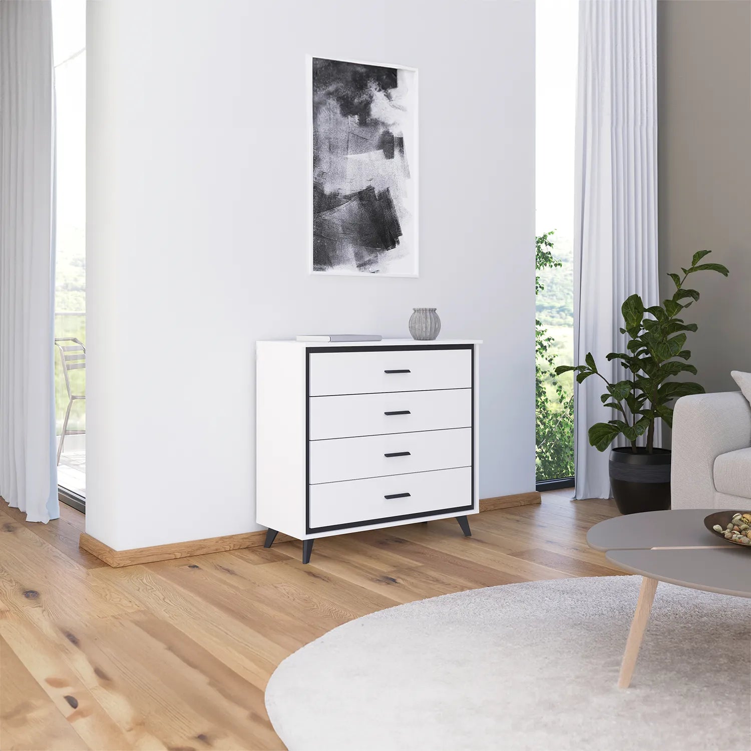 Zolo White 4 Drawer Chest - Lifestyle Image