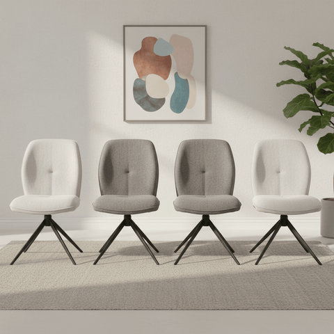 Pearl Set of 4 Swivel Fabric Dining Chairs