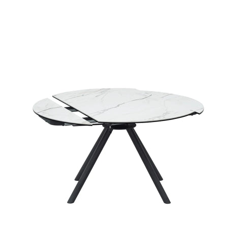 Perla White Ceramic Extending Round Dining Table, also available in Extending Rectangle Dining Table - Table Extension 