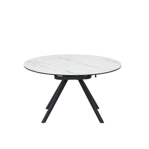 Perla White Ceramic Extending Round Dining Table, also available in Extending Rectangle Dining Table - Table Fully Extended