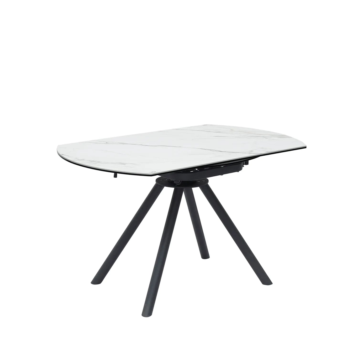 Perla White Ceramic Extending Round Dining Table, also available in Extending Rectangle Dining Table - Table Angled 