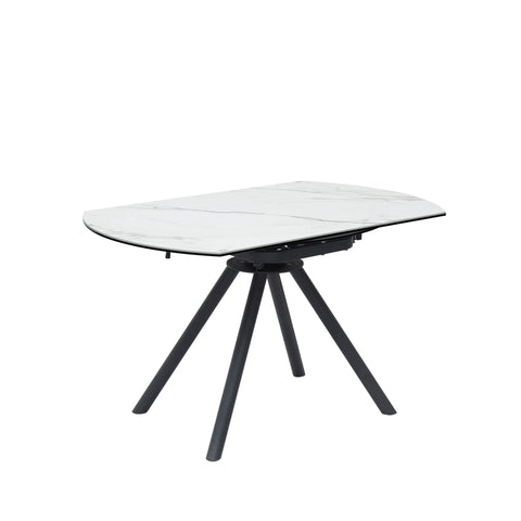 Perla White Ceramic Extending Round Dining Table, also available in Extending Rectangle Dining Table - Table Angled 