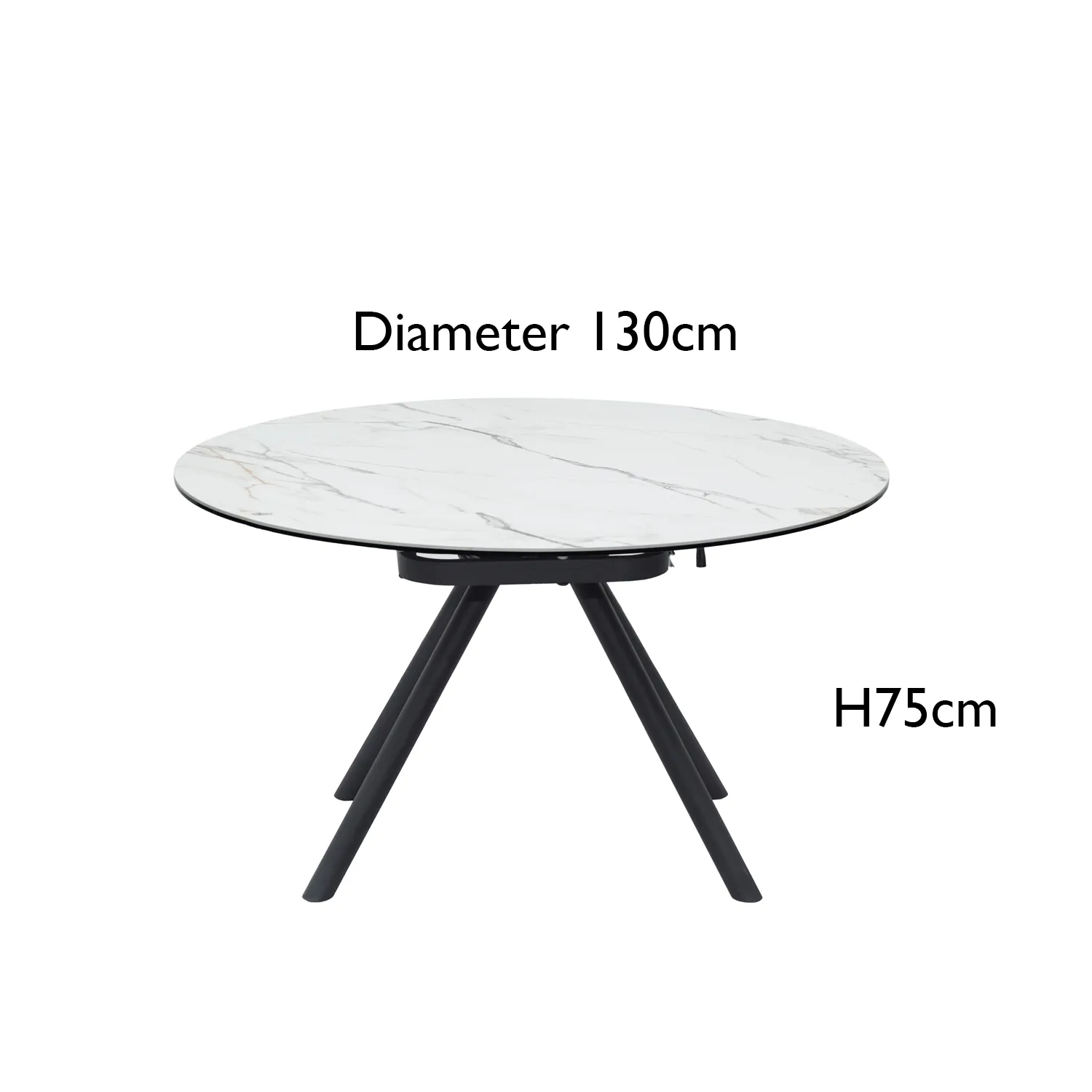 Perla White Ceramic Extending Round Dining Table, also available in Extending Rectangle Dining Table - Table Dimensions
