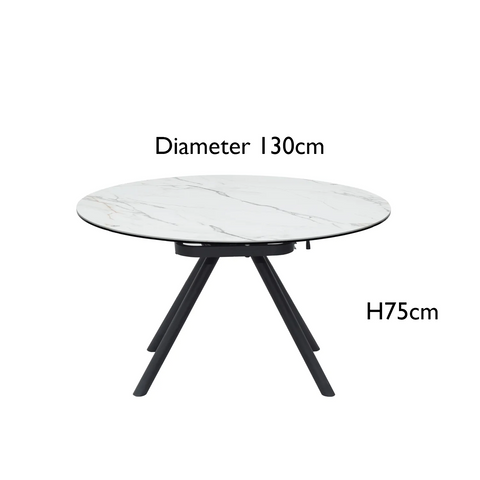 Perla White Ceramic Extending Round Dining Table, also available in Extending Rectangle Dining Table - Table Dimensions