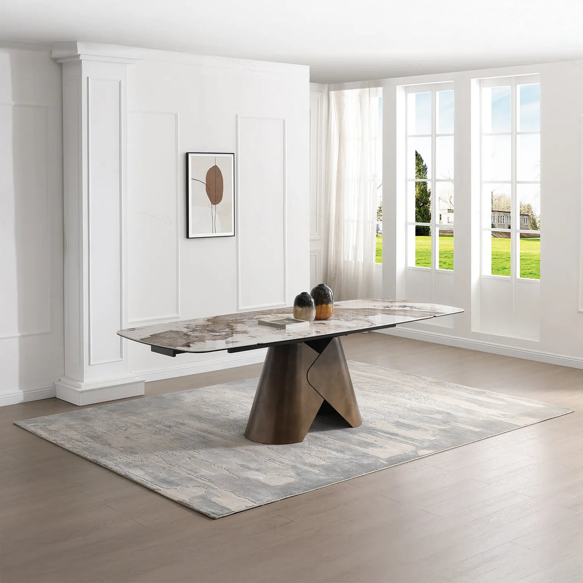 Titus 1.8M White Pandora Ceramic Extending Dining Table 