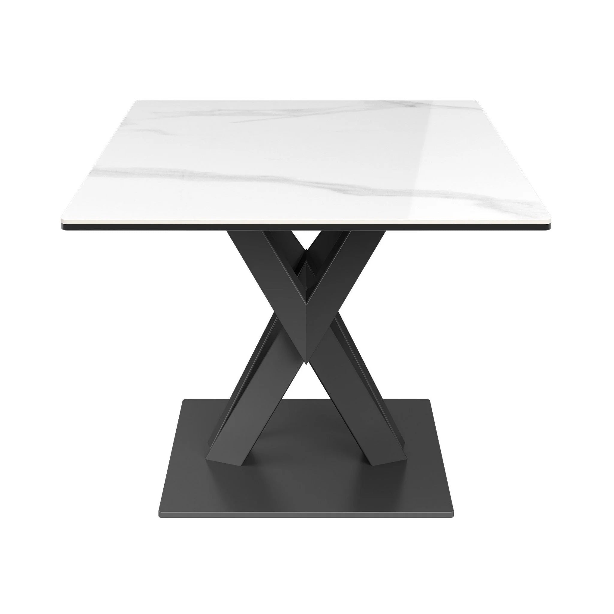 Phoenix White Gloss Ceramic Side Table. Matching furniture set also available-Side-Image