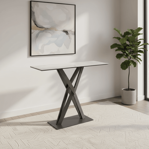 Phoenix White Gloss Ceramic Console Table