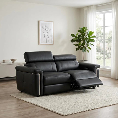 Stylish leather recliner sofa with premium finish and soft seating.