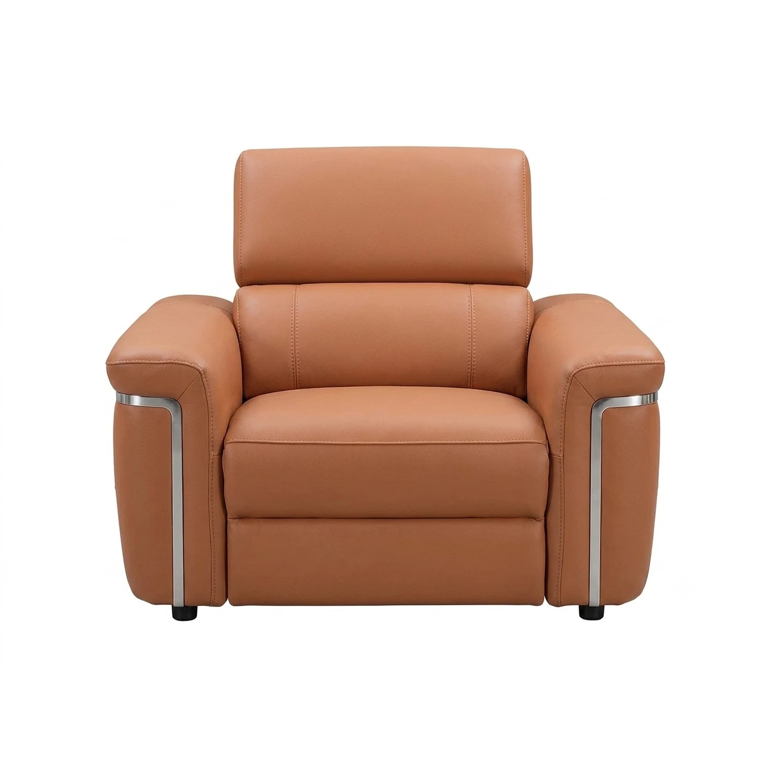 Genuine Tan Leather Electric Recliner Armchair with High Back