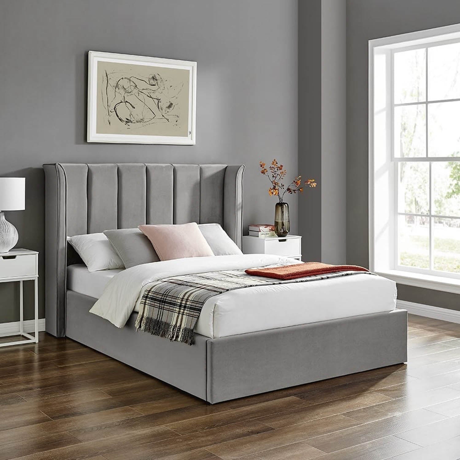 Polara Elite Storage Bed available in Silver, Natural or Navy. Available in Double or Kingsize.