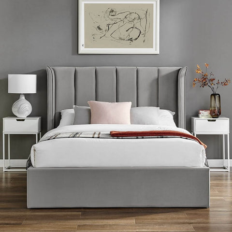 Lifestyle image of Polara Elite Storage Bed available in Silver Grey, Natural or Navy. Available in Double or Kingsize.