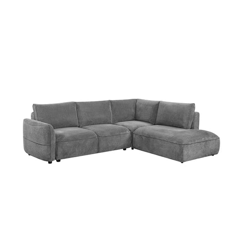 A gray fabric sectional sofa bed with a right-facing chaise lounge, shown from a three-quarter angle against a plain white background.