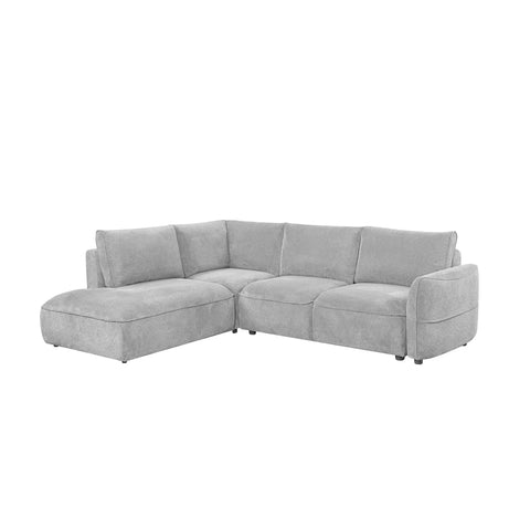 Polly Silver Fabric 3 seater Corner chaise Sofa Bed with Storage