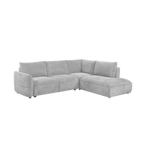 Polly Silver Fabric 3 seater Corner right hand facing chaise Sofa Bed with Storage