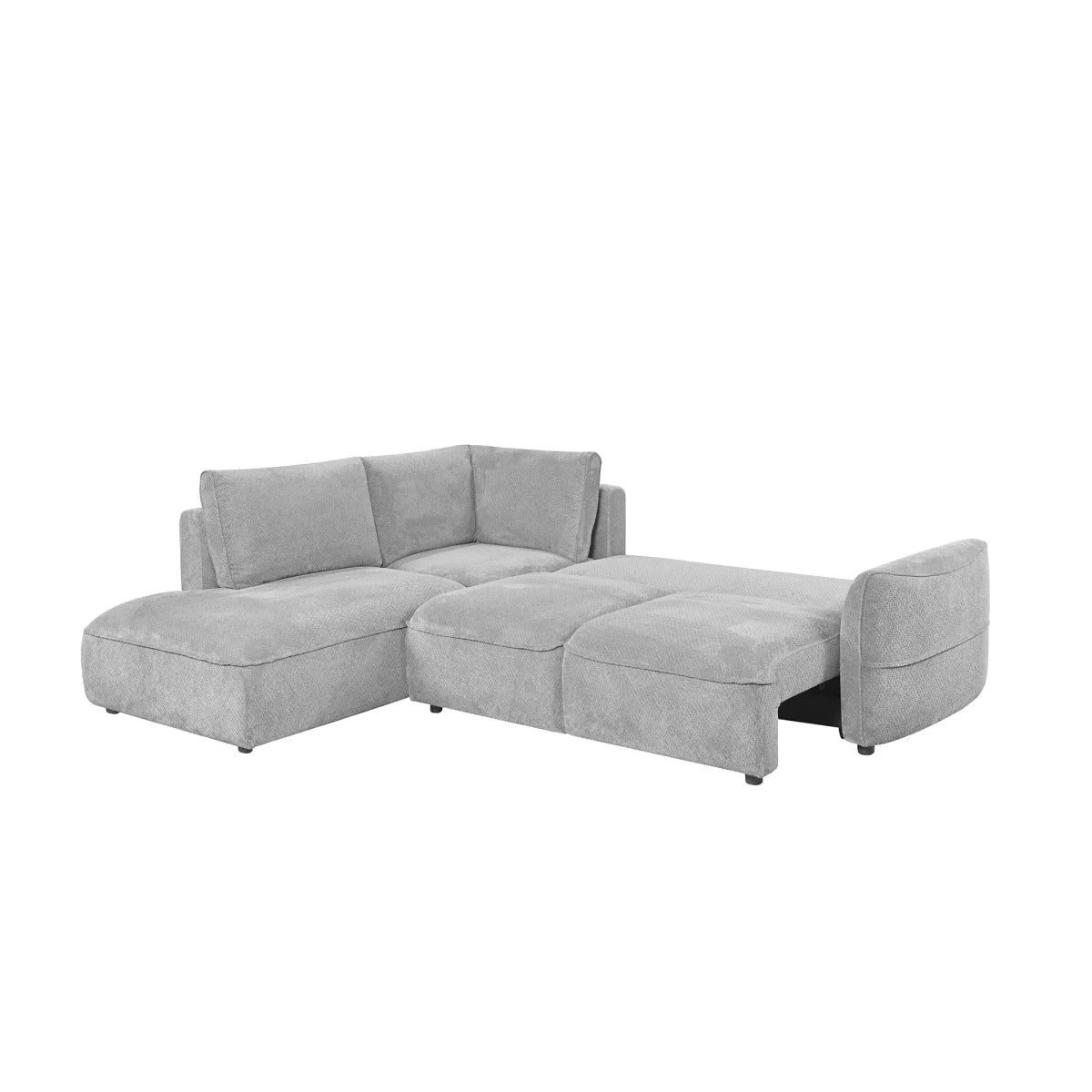 Polly Silver Fabric 3 seater Corner left hand facing chaise Sofa Bed with Storage