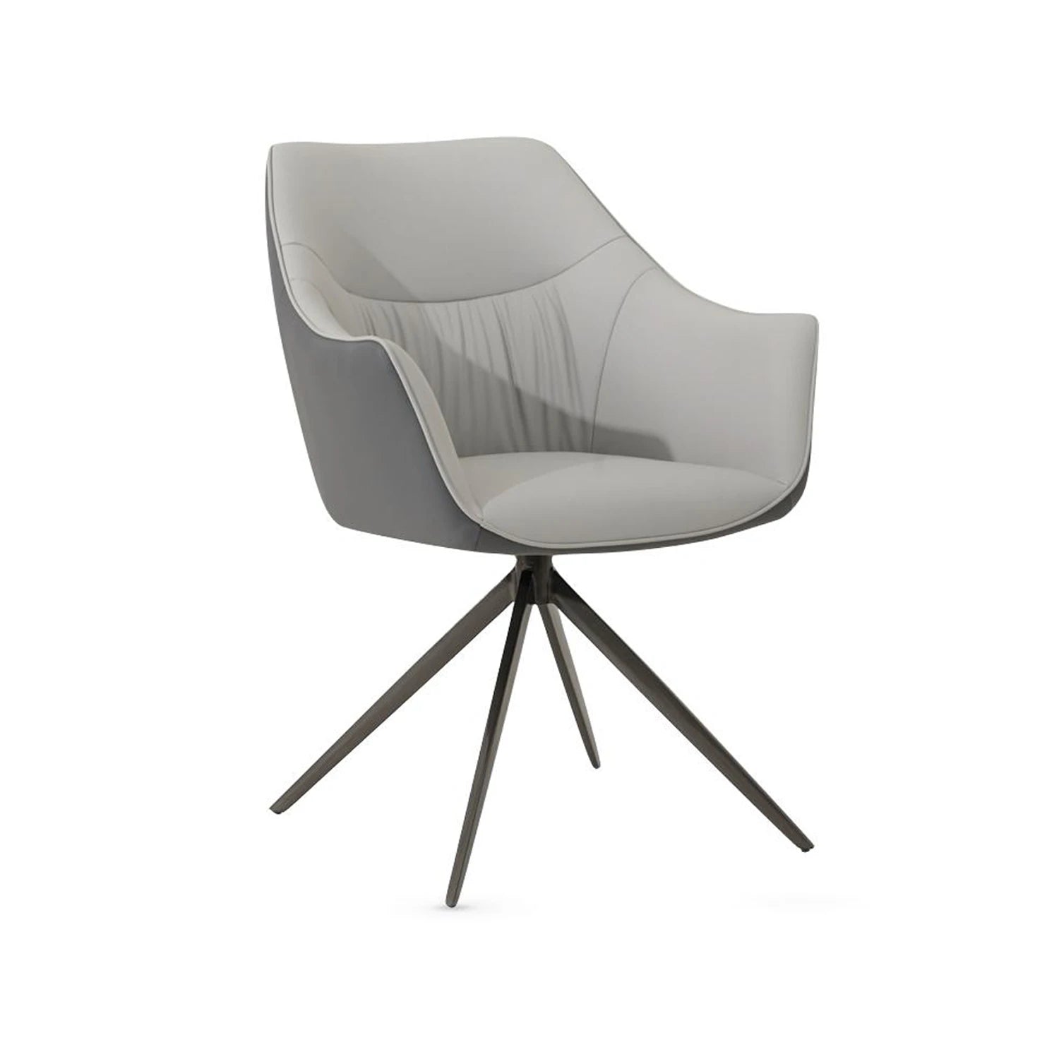 Porto Grey Leather Swivel Dining Armchairs – Set of 4 - Pendle Village Furniture