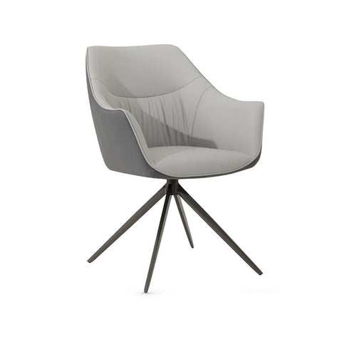 Porto Grey Leather Swivel Dining Armchairs – Set of 4 - Pendle Village Furniture