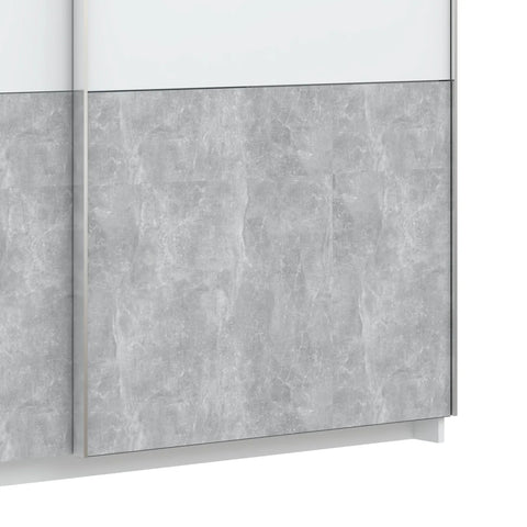 Portvelle Stone Effect Grey and White Decor Sliding Door Wardrobe - Pendle Village Furniture