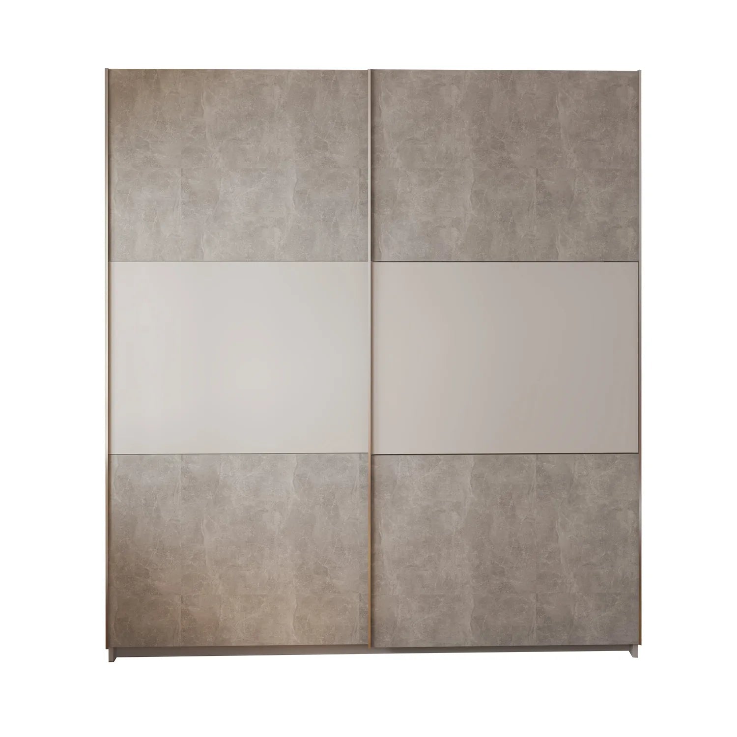 Portvelle Stone Effect Grey and White Decor Sliding Door Wardrobe - Pendle Village Furniture