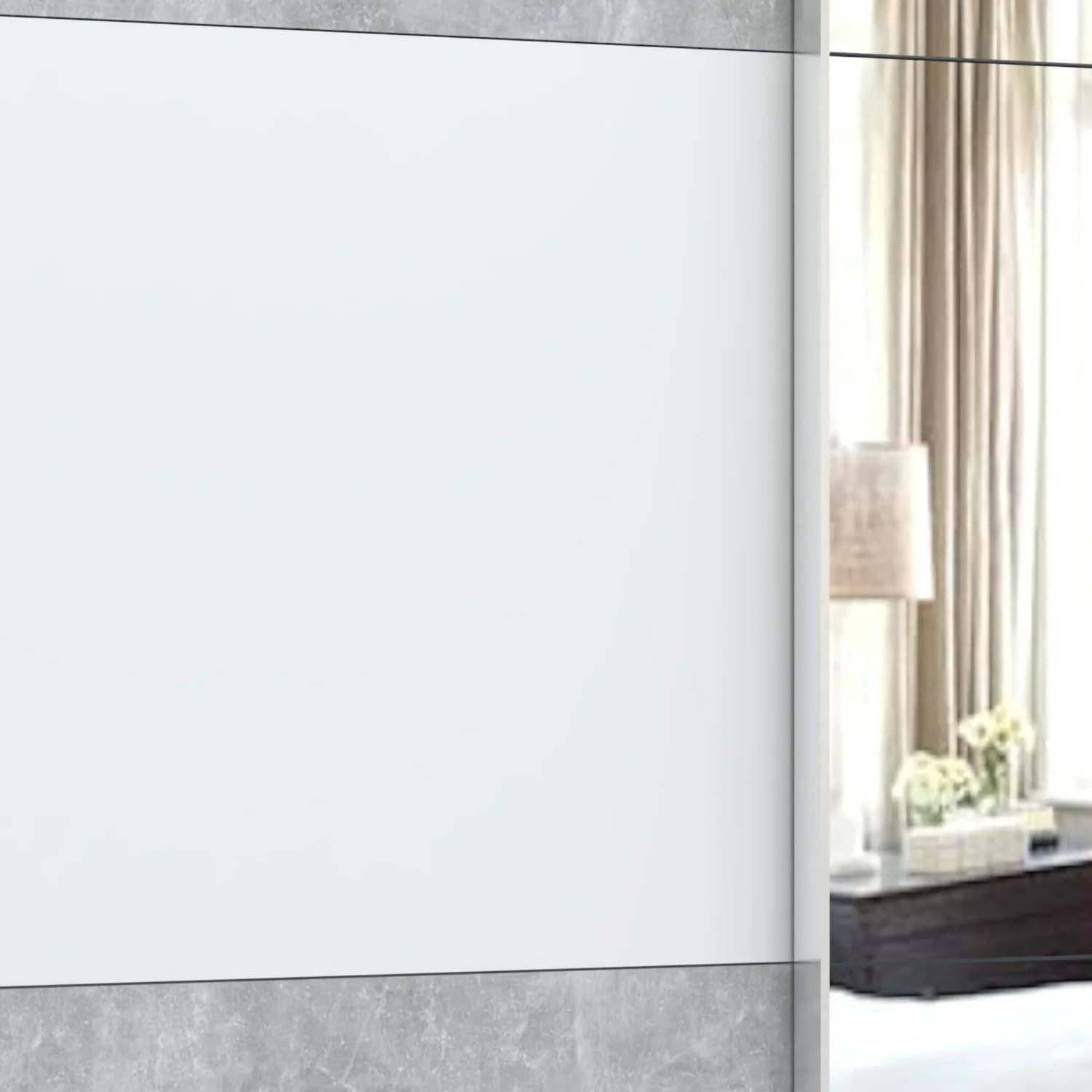 Portvelle Stone Effect Grey and White Decor Sliding Door Wardrobe with Mirror - Detail