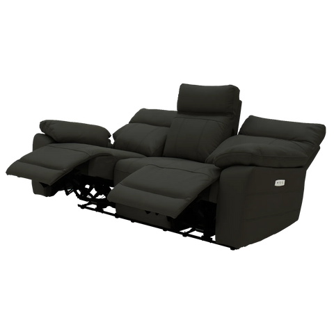 Positano Black Leather 3 Seater Electric Recliner Sofa