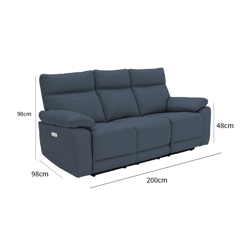 Positano Black Leather 3 Seater Electric Recliner Sofa