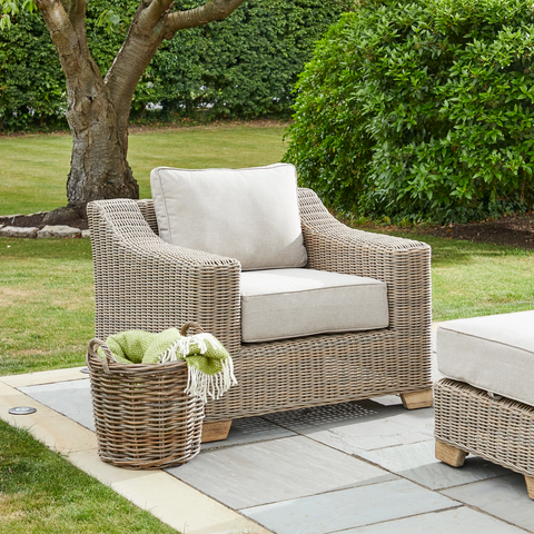 Positano Pair of Outdoor Armchairs with Footstool