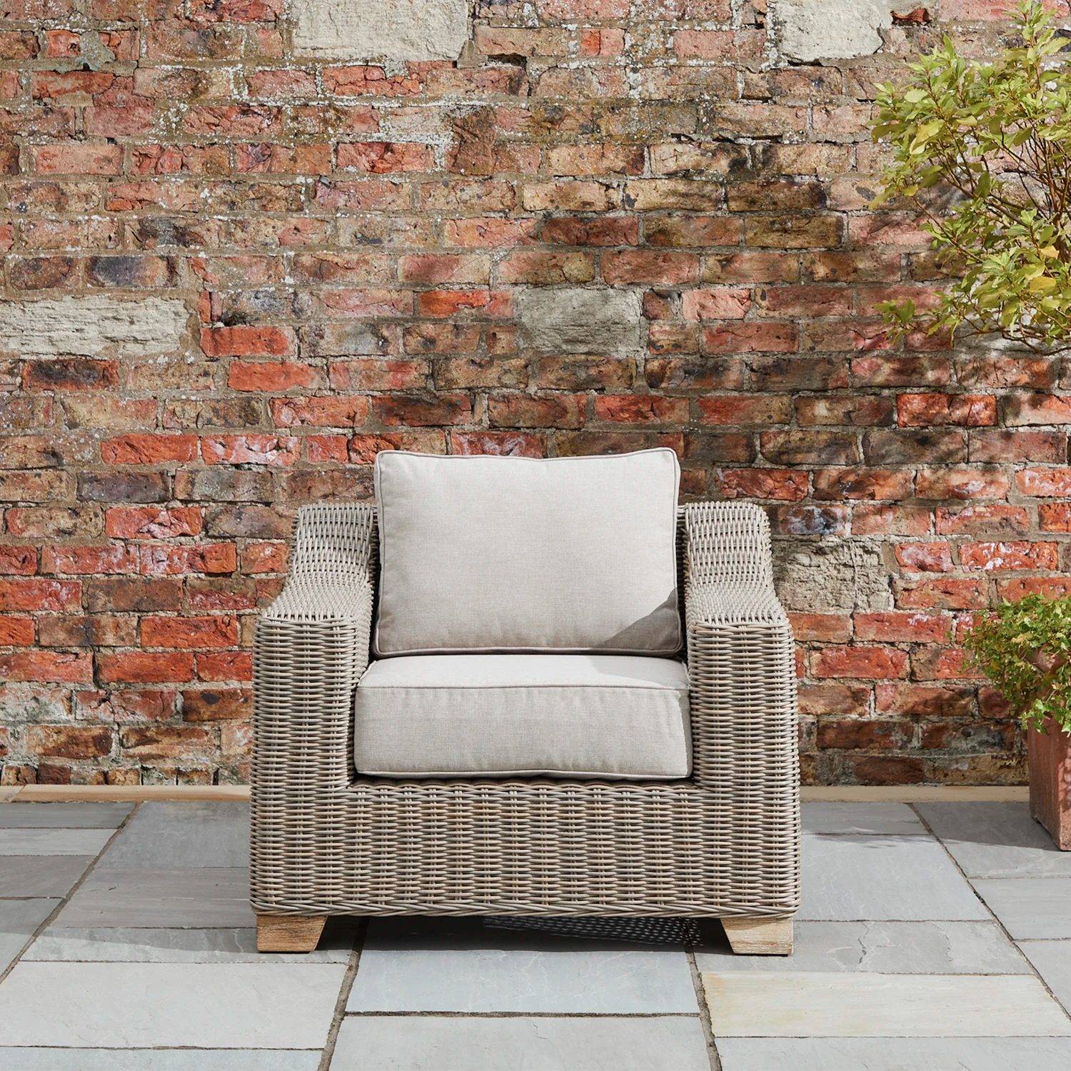 Positano Pair of Outdoor Armchairs with Footstool