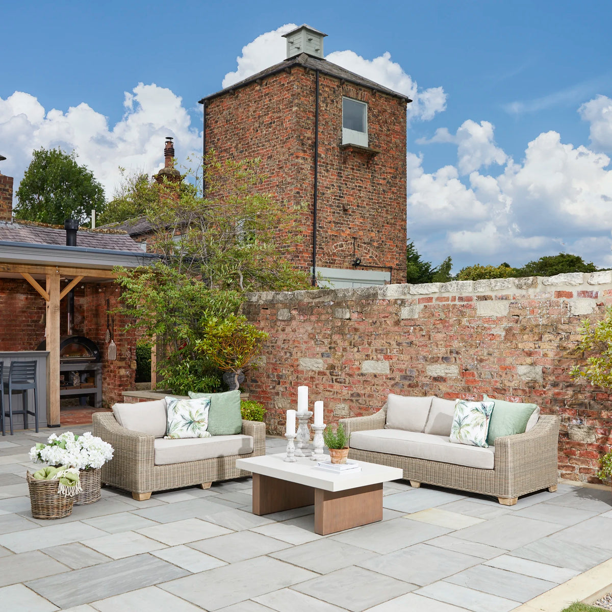 Positano 3 Seater and 2 Seater Outdoor Furniture Set - Weather Resistant