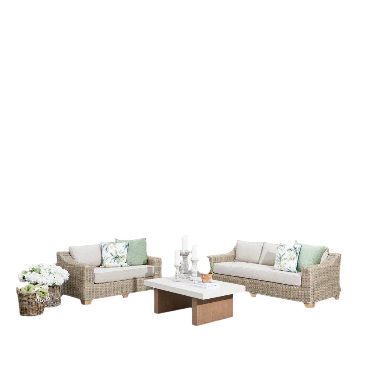 Positano 3 Seater and 2 Seater Outdoor Furniture Set - Weather Resistant
