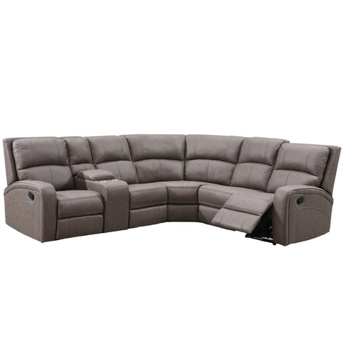 Prague Taupe Soft Touch Micro Fabric Recliner Corner Sofa with Console and Manual Recliners