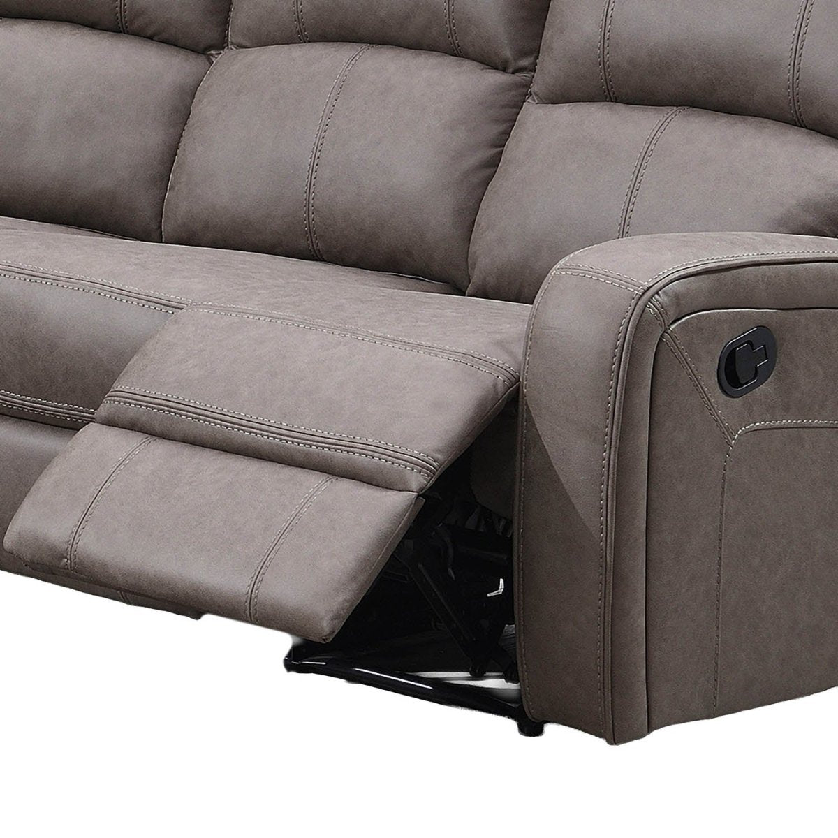Prague Taupe Soft Touch Micro Fabric Recliner Corner Sofa with Console reclined