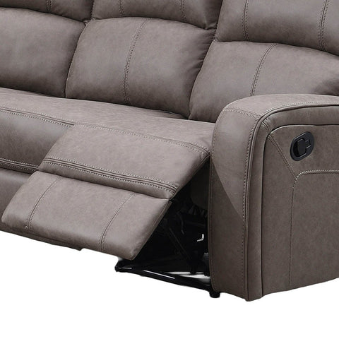 Prague Taupe Soft Touch Micro Fabric Recliner Corner Sofa with Console reclined