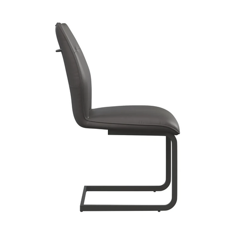 Side View of Prato Grey Faux Leather Dining Chairs – Set of 4