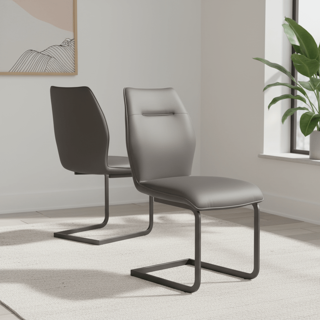 Prato Grey Faux Leather Dining Chairs – Set of 4