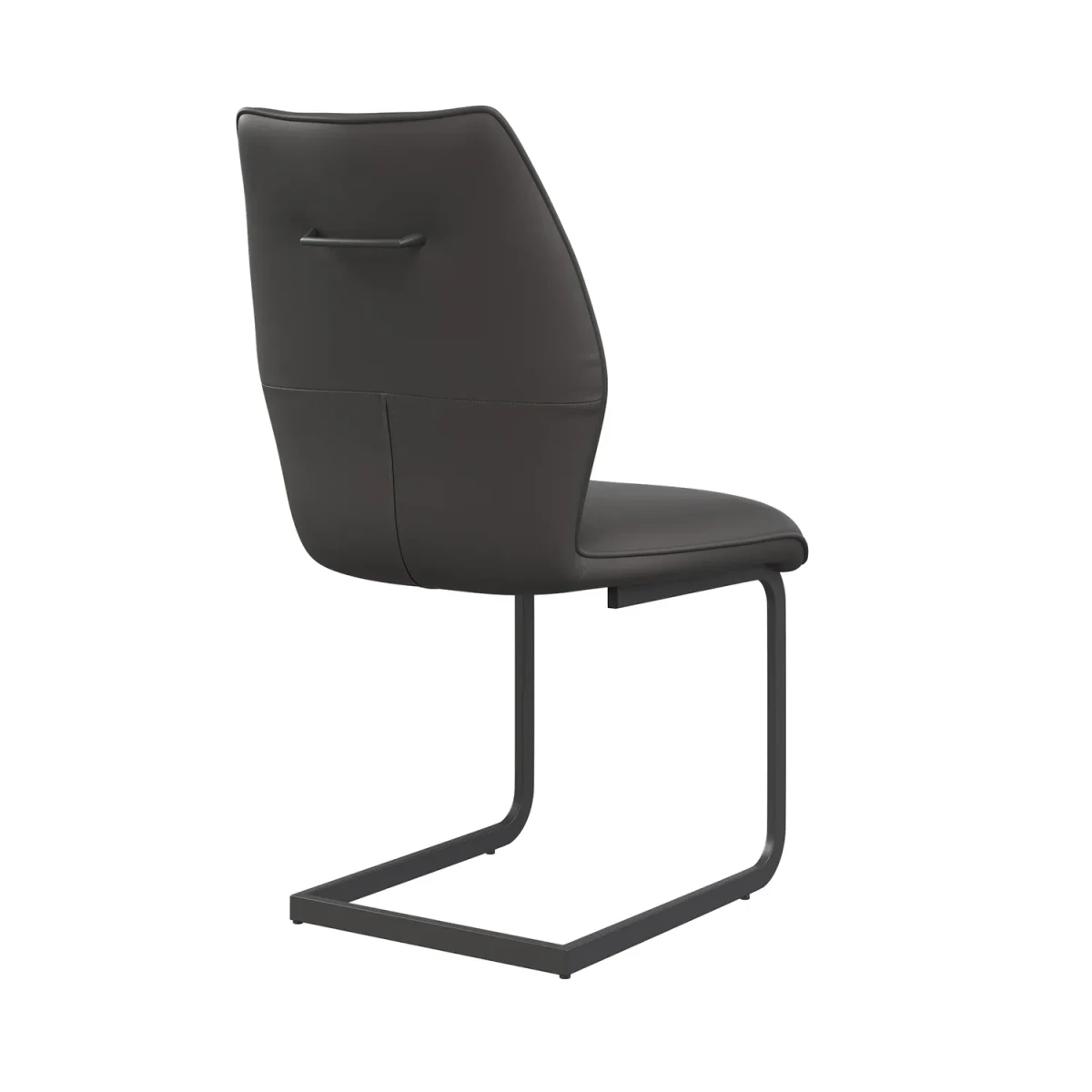 Back View of Prato Grey Faux Leather Dining Chairs with Grey handle on the back 