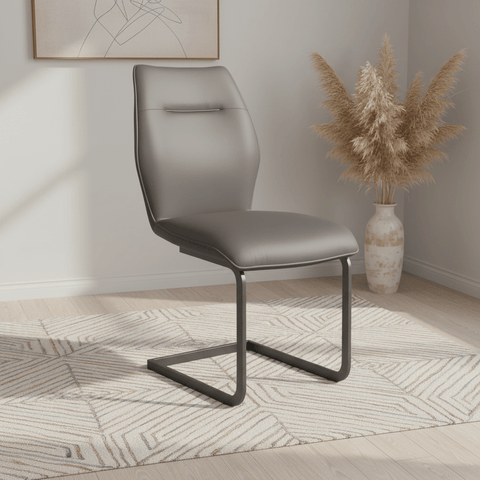 Prato Grey Faux Leather Dining Chairs – Set of 4