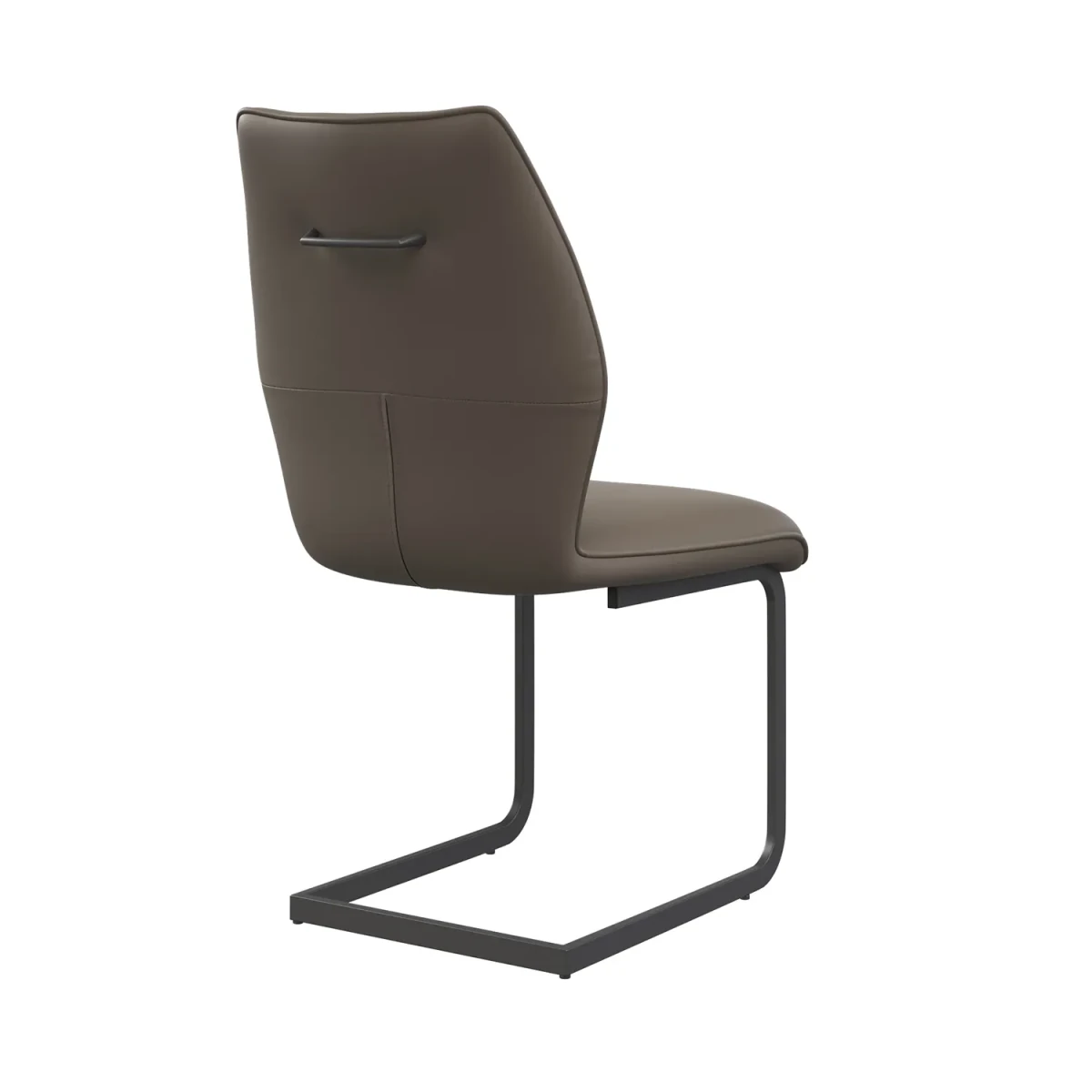 Back View of Prato Taupe Faux Leather Dining Chairs – Set of 4 showing grey handle detail