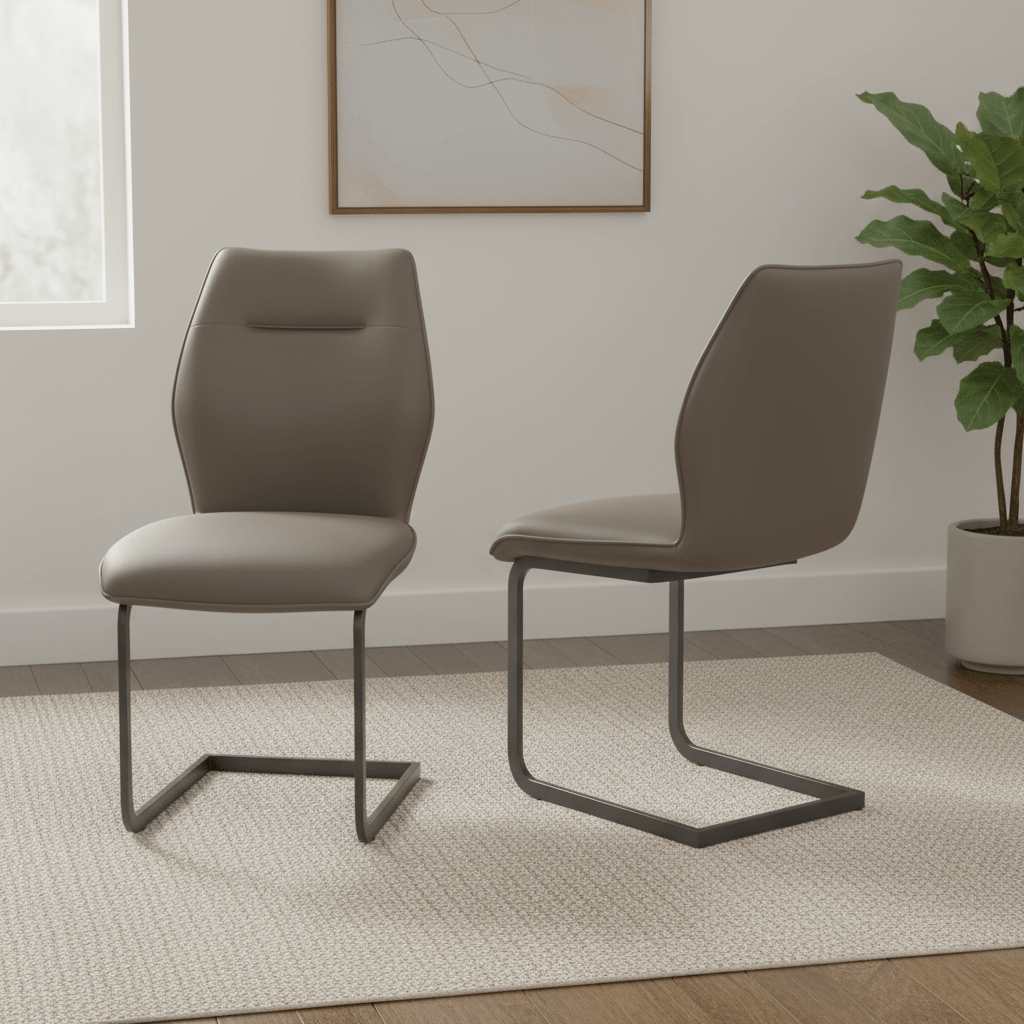 Prato Taupe Faux Leather Dining Chairs – Set of 4