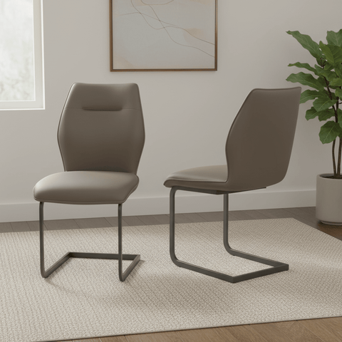 Prato Taupe Faux Leather Dining Chairs – Set of 4