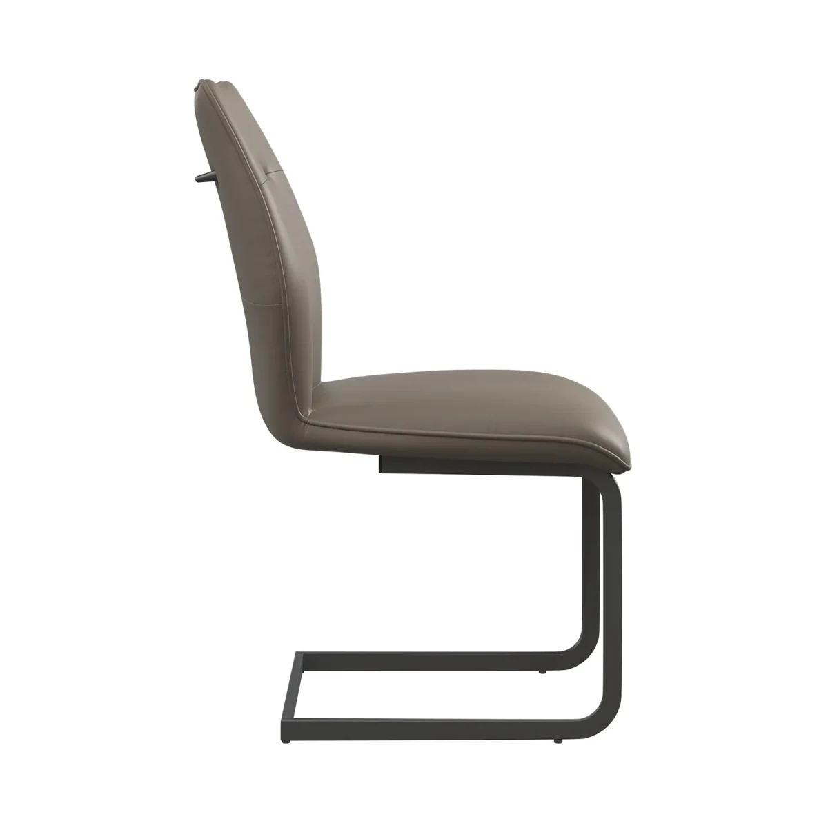 Side View of Prato Taupe Faux Leather Dining Chairs – Set of 4