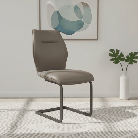 Prato Taupe Faux Leather Dining Chairs – Set of 4